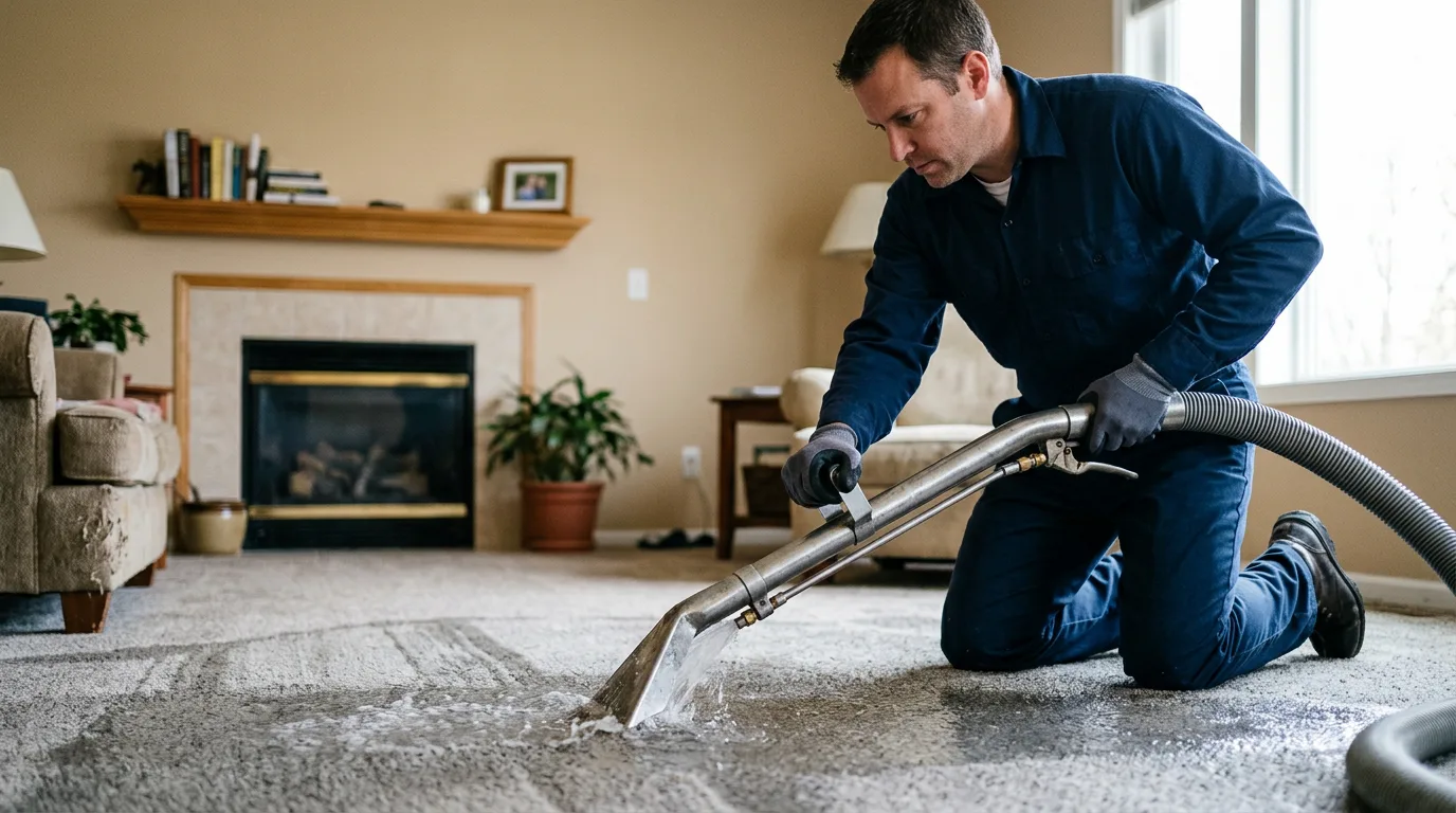Water damage restoration technician working near Treynor, IA